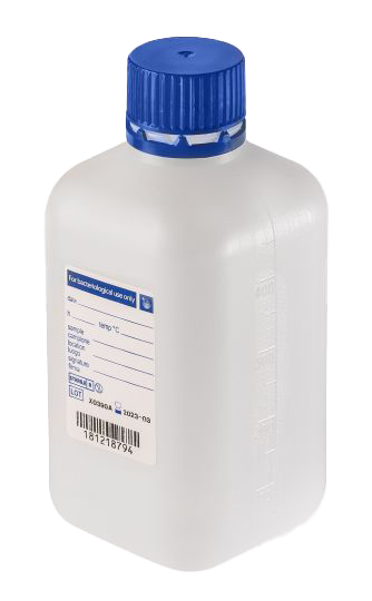 sterile Enghalsflasche, 500 ml, HDPE natur, Gewinde 32 mm, VE 120 St. quadratisch, 150x70x70mm(HxBxT