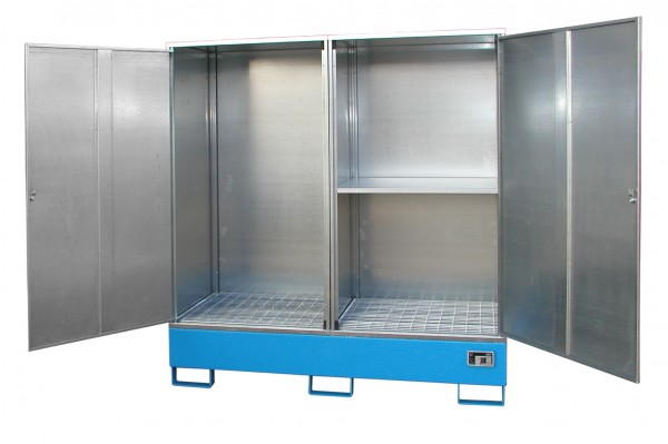 Gefahrstoff-Schrank GS-2, lackiert - lichtblau 1680x690x1780mm, 2 Türen, 2 x 200-l-Fässer, 230 Liter