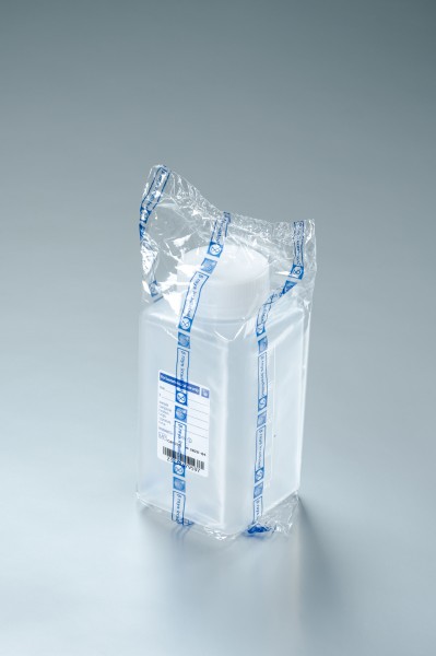 sterile Weithalsflasche, 500ml, PP, VE 120 St. natur, quadratisch, Originalitätsverschluss, einzeln