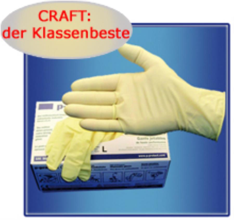 p-protect craft, Größe M, Latex-Einweghandschuh extrastark 