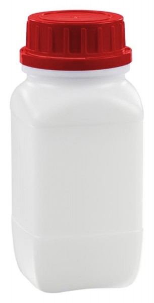 Chemikalien-Weithalsflasche HD-PE natur, 500 ml mit UN-Zulassung und Originalitätsverschluss rot