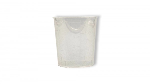 PP-Becher, Probenbehälter, konisch, transparent 125ml OHNE DECKEL mit Skala (VE= 50Stck/Beutel)