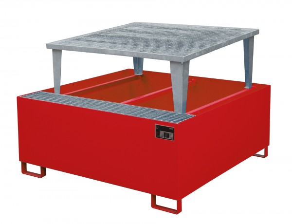 AWA 1000, lackiert - feuerrot 1460x1460x1090mm, 1 x Abfüllaufsatz, 1 x 1000-l-IBC, 1000 Liter