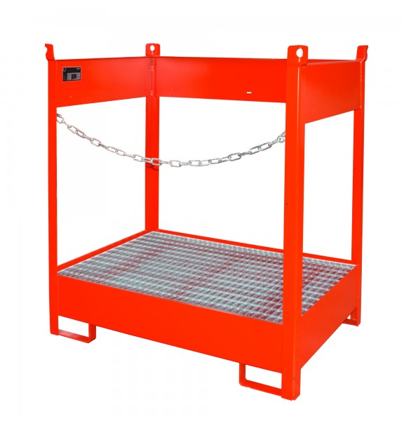 FSP-2, lackiert - feuerrot 920x1410x1495mm, 2 x 200-l-Fässer, 210 Liter