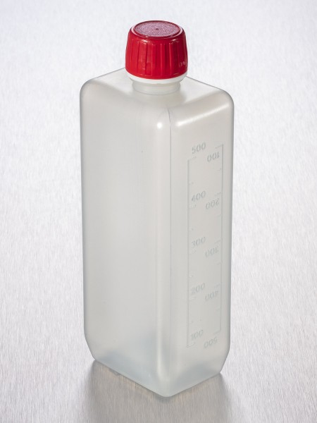 sterile Enghalsflasche, 500 ml, PP natur, OHNE ETIKETT, VE 170 St. FV500-09, rechteckig, 200x72x52mm