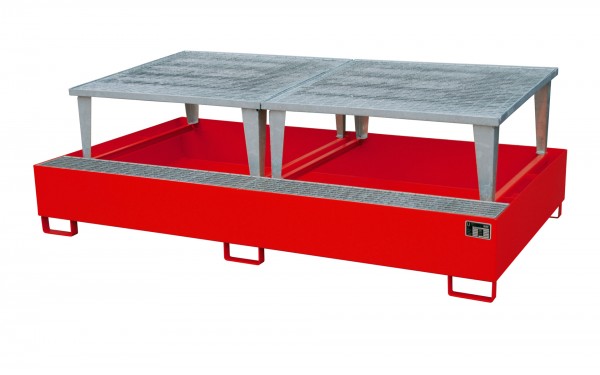 AWA 1000-2, lackiert - feuerrot 2650x1460x863mm, 2 x Abfüllaufsatz, 2 x 1000-l-IBC, 1000 Liter