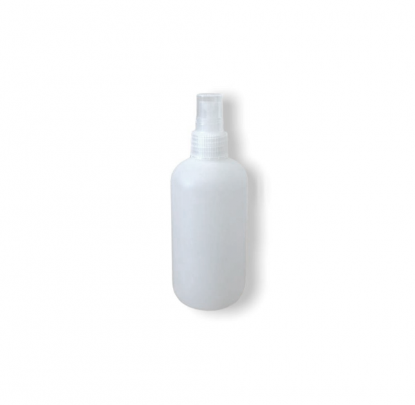 Rundflasche 250 ml HDPE, 20 g, natur mit Fingerdruckzerstäuber PP natur
