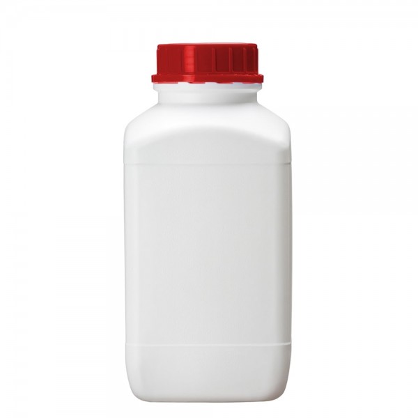 Weithalsflasche weiß vierk 4000 ml, Origverschl. rot mit UN-Zulassung