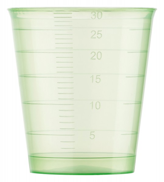 Messbecher / Dosierbecher aus PP grün, 30 ml mit Skala, Beutel = 75 Stück