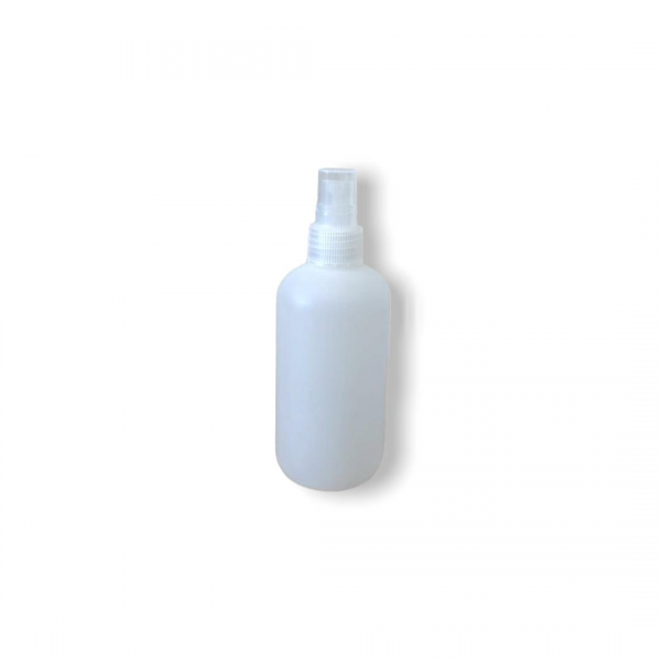 Rundflasche 250 ml HDPE, 20 g, natur mit Fingerdruckzerstäuber PP natur