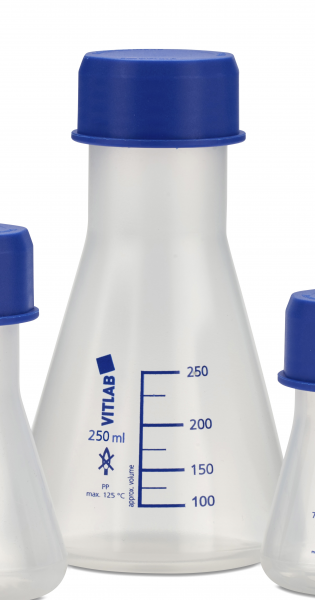 Erlenmeyer-Kolben aus PP, 250 ml mit PP-Schraubverschluss