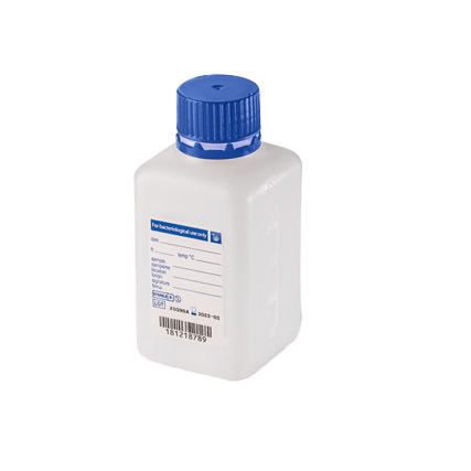 sterile Enghalsflasche, 250 ml, HDPE, VE 280 St. quadratisch, Originalitätsverschluss