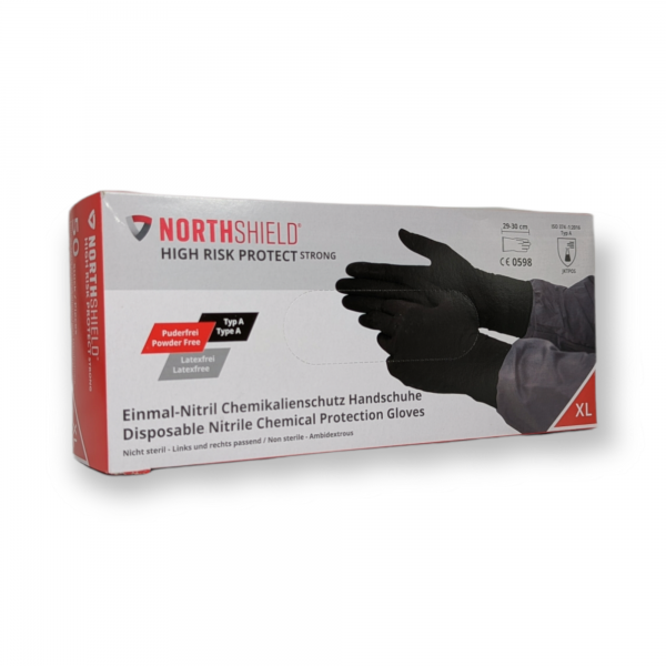 NORTHSHIELD® HIGH RISK PROTECT Gr. XL Nitril-Chemikalienschutz-Handschuh, schwarz, BOX á 50Stück