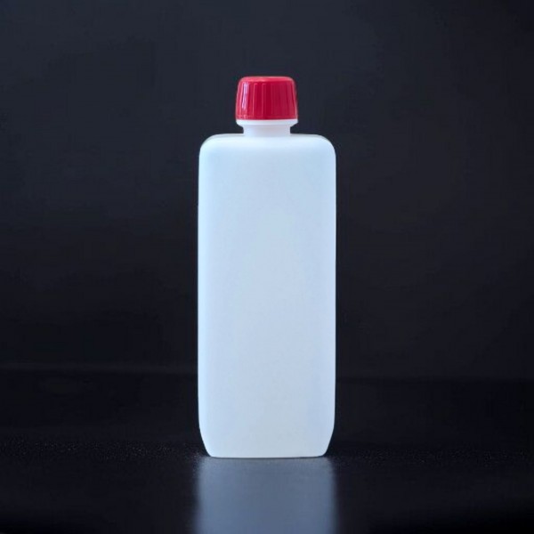 Vierkant-Enghalsflasche, 500 ml, HDPE, Natur mit Orirginalitätsverschluss rot VE 170 St. FV500-05 re