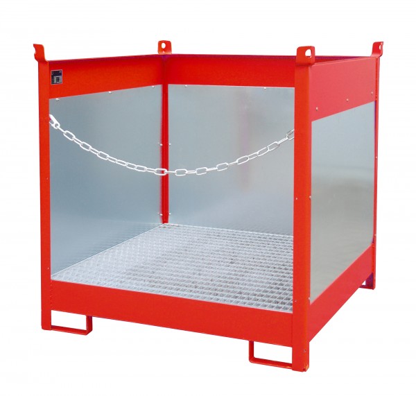 FSP-4 G, lackiert - feuerrot 1410x1410x1435mm, 4 x 200-l-Fässer, 220 Liter