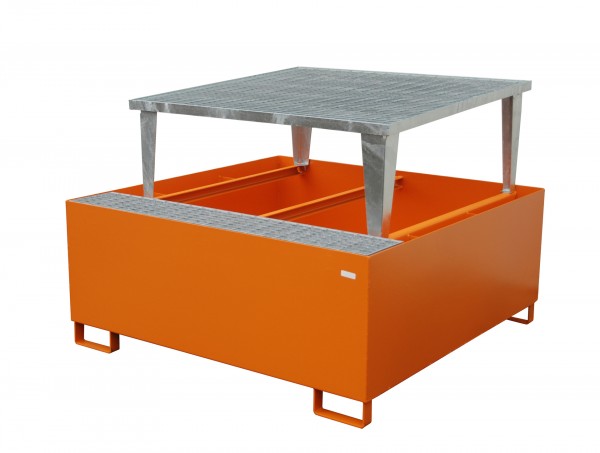 AWA 1000, lackiert - gelborange 1460x1460x1090mm, 1 x Abfüllaufsatz,1 x 1000-l-IBC, 1000 Liter