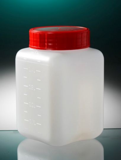 sterile Weithalsflasche OHNE Verschlussetikett, 500 ml, HDPE, VE 175 St. natur, quadratisch, Schraub