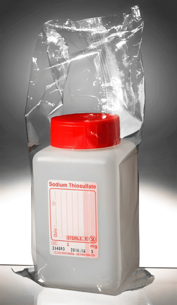 sterile Weithalsflasche, 250 ml, PP, Natur, mit 5 mg Natriumth., einzeln steril verp., VE 216 St. qu