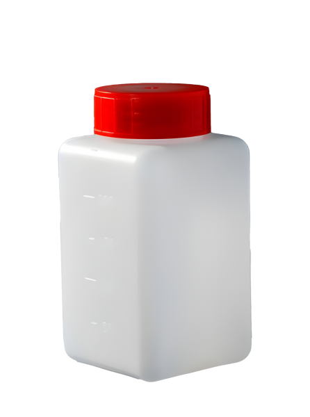 sterile Weithalsflasche OHNE Verschlussetikett, 250 ml, HDPE, VE 210 St. natur, quadratisch, Schraub