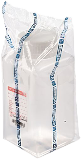sterile Weithalsflasche mit 10mg Natriumthiosulfat, 500 ml, PP, VE 120 St natur, quadratisch, Origin