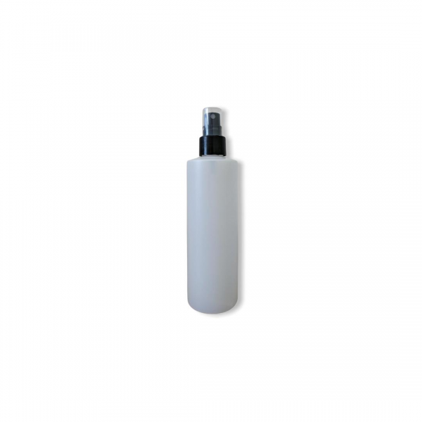 Zylinderflasche 250 ml HDPE, 20 g, natur mit Fingerdruckzerstäuber PP schwarz