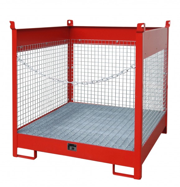 FSP-4 D, lackiert - feuerrot 1410x1410x1435mm, 4 x 200-l-Fässer, 220 Liter