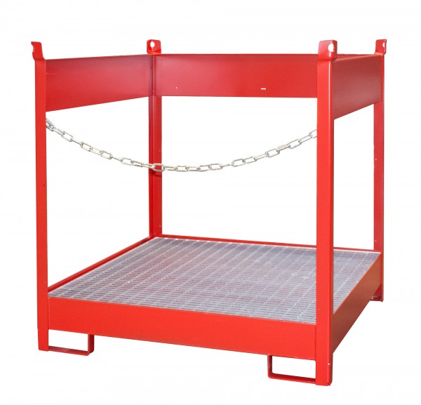 FSP-4, lackiert - feuerrot 1410x1410x1435mm, 4 x 200-l-Fässer, 220 Liter