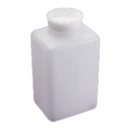 Vierkant-Enghalsflasche 500 ml HDPE natur mit Verschlusskappe VE60St. rechteckig Maße 140 x80 x 65 m
