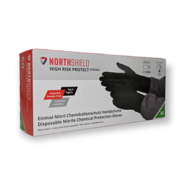 NORTHSHIELD® HIGH RISK PROTECT Gr. M Nitril-Chemikalienschutz-Handschuh, schwarz, BOX á 50Stück