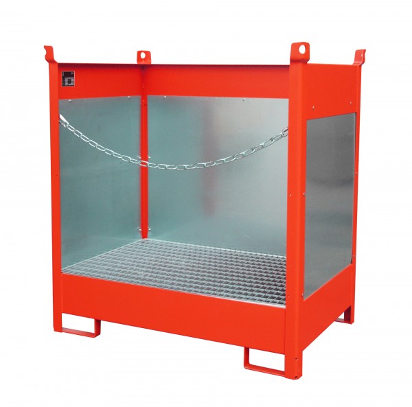 FSP-2 G, lackiert - feuerrot 920x1410x1495mm, 2 x 200-l-Fässer, 210 Liter