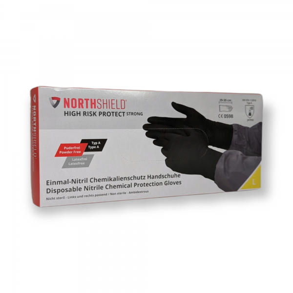NORTHSHIELD® HIGH RISK PROTECT Gr. L Nitril-Chemikalienschutz-Handschuh, schwarz, BOX á 50Stück