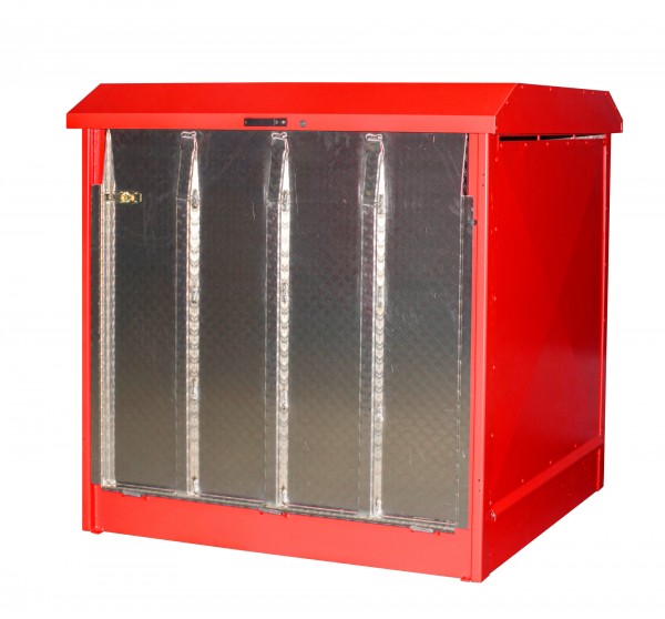 Depot GD-N/R 4, verzinkt + lackiert - feuerrot 1437x1500x1457mm, 4 x 200-l-Fässer, 220 Liter