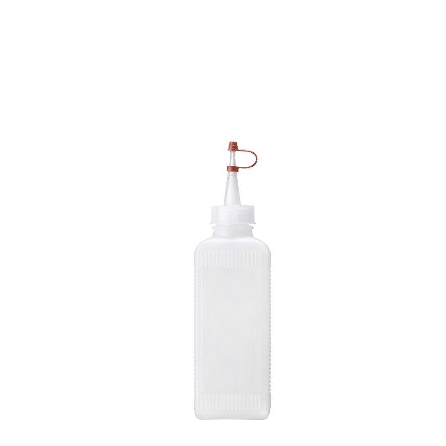 Vierkantflasche 250 ml HDPE Natur | Klappverschluss Weiß | Geriffelt