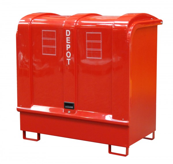 Depot GD-B, lackiert - feuerrot 1460x830x1460mm, 2 x 200-l-Fässer, 220 Liter