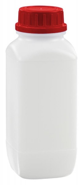Chemikalien-Weithalsflasche HD-PE natur, 1000 ml mit UN-Zulassung und Originalitätsverschluss rot