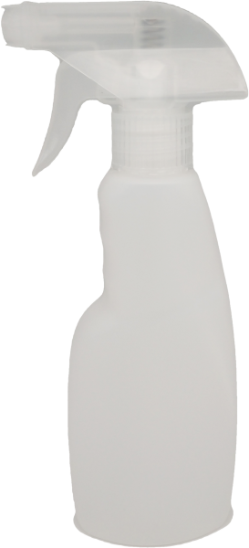 Flachflasche 250 ml HDPE, natur mit Triggersprayer PP natur