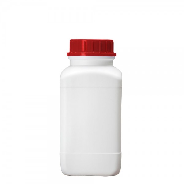 Weithalsflasche vierkant weiß, 2500 ml mit Originalitätsverschluss rot m. UN-Zulassung