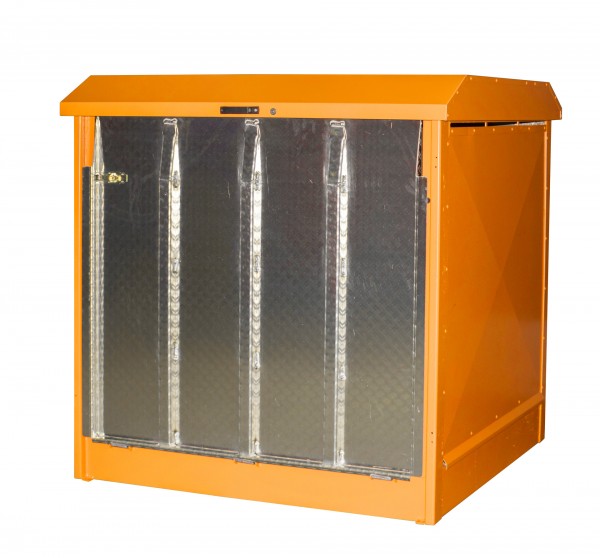 Depot GD-N/R 4, verzinkt + lackiert - gelborange 1437x1500x1457mm, 4 x 200-l-Fässer, 220 Liter