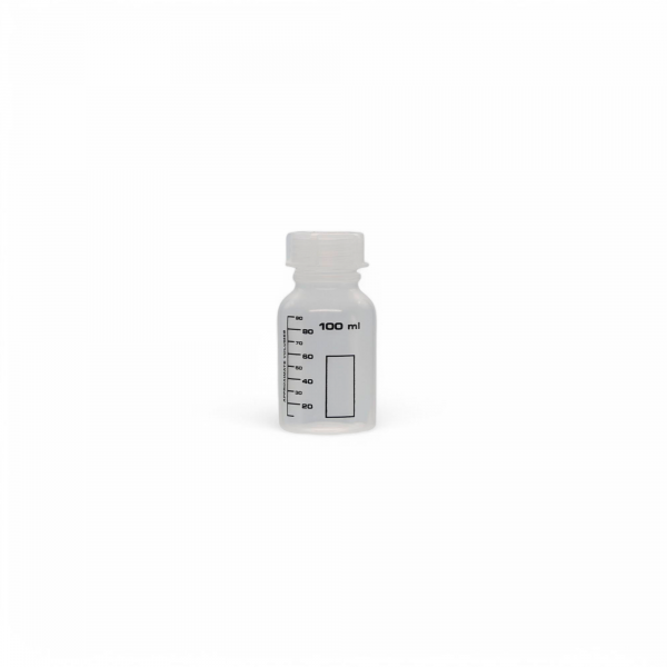 Weithalsflasche PP, schwarze Skala, 100ml, m. Verschluß kompl. mit Verschluß